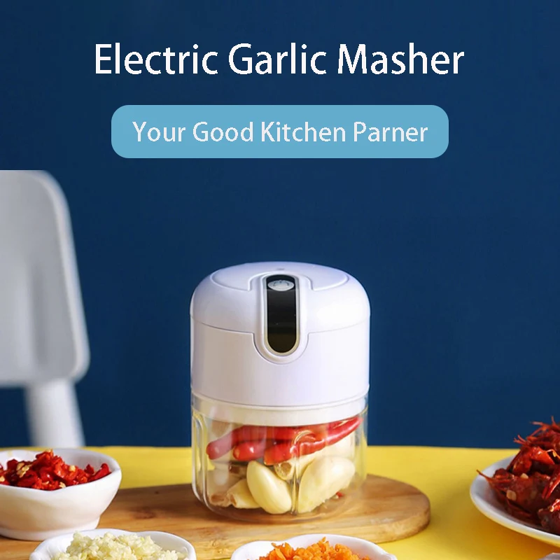 

Mini Electric Masher Chili Garlic Vegetable Meat Grinder USB Wireless Food Kitchen Auto Chopper Press Mincer 250ml Shred Crushed