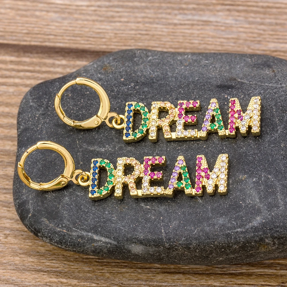 Новые Модные Классические мечта Форма золото Цвет серьги в виде капель с мульти CZ