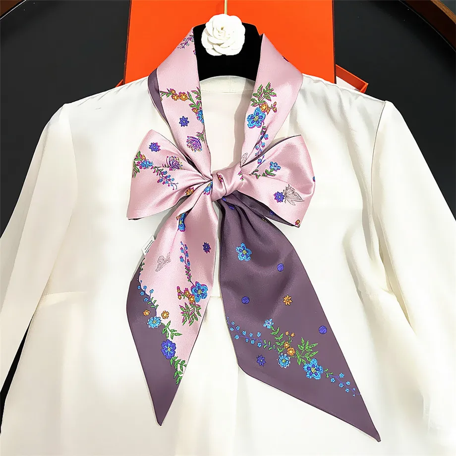 2021 весенний шелковый шарф брендовый двухслойный с принтом женский модный шейный