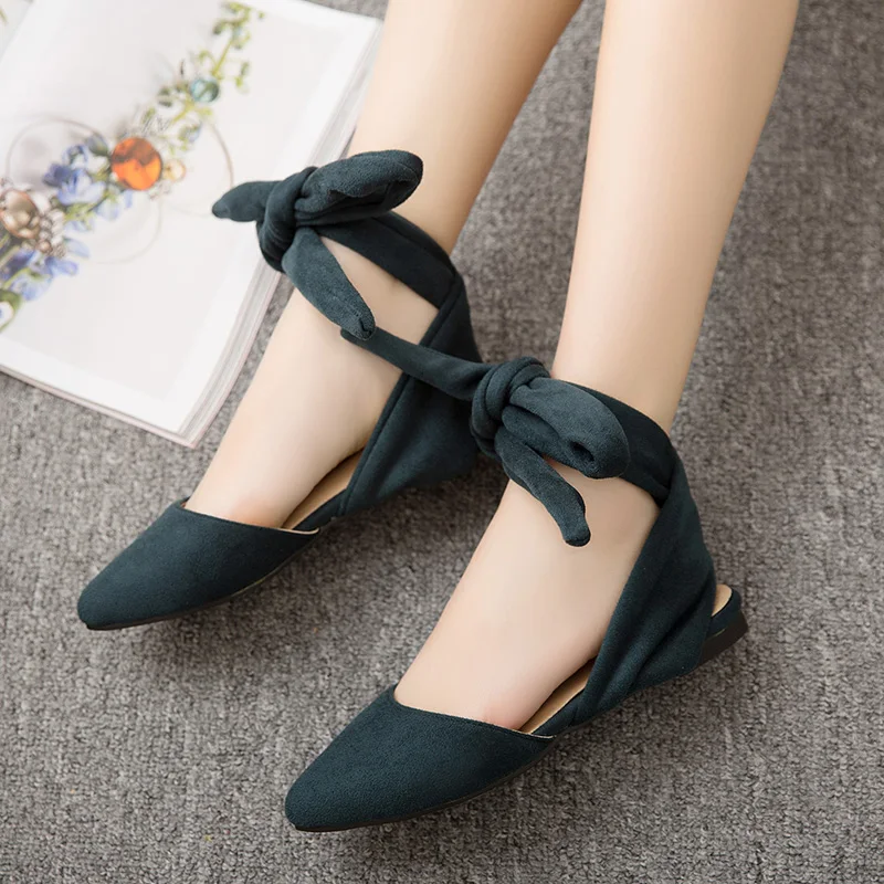 Summer 2021 New Flock Ankle Strap Flat Sandals Women's Fashion Pointed Toe Cross-tied Party Flats Streetwear Shoes For Girls | Обувь