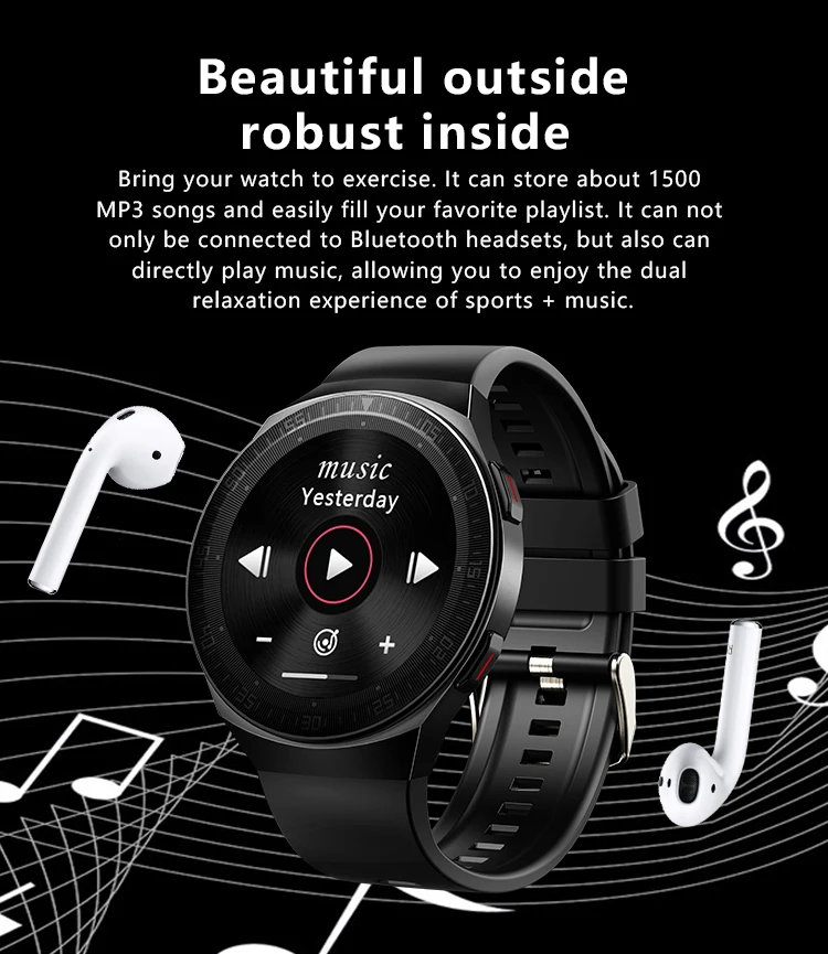 8g rom real music player smart watch bluetooth call storage 1500 songs smartwatch for men women android ios recording function free global shipping