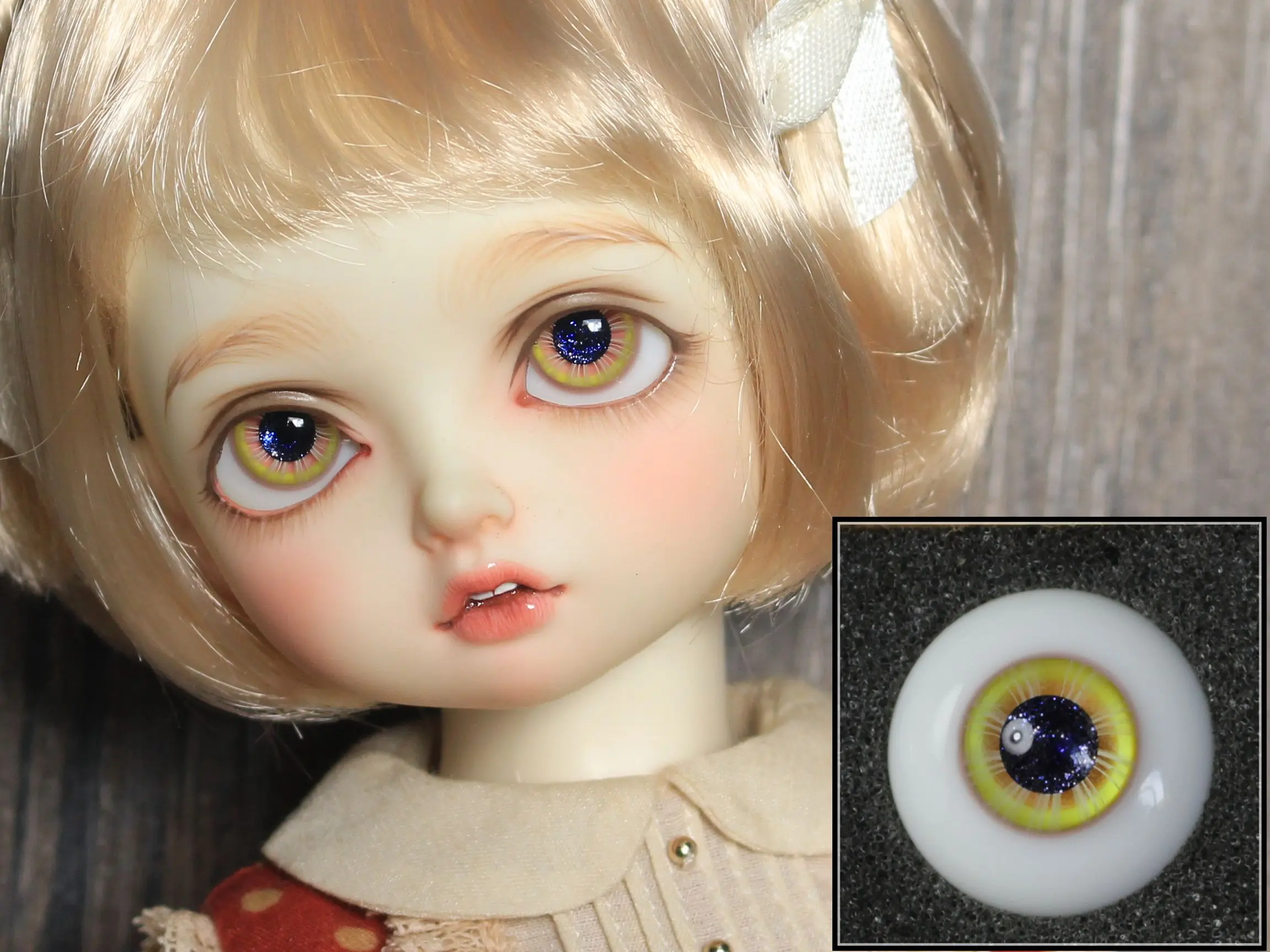 

BJD кукла глаза подойдет для детей в возрасте от 1-3 1-4 года глазного яблока Размер желтый узор флэш-ученик 14mm16mm18mm аксессуары для куклы
