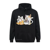 kawaii neko ramen anime cat noodles hoodies graphic funny long sleeve man sweatshirts slim fit hoods