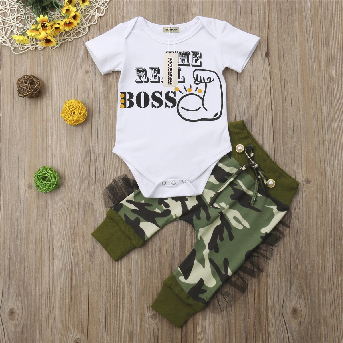 Одежда для новорожденных мальчиков и девочек Детский комбинезон камуфляжные