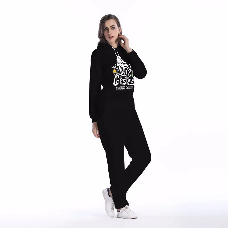 Зимние спортивные костюмы комплект из двух предметов с принтом Merry Christmas Женский