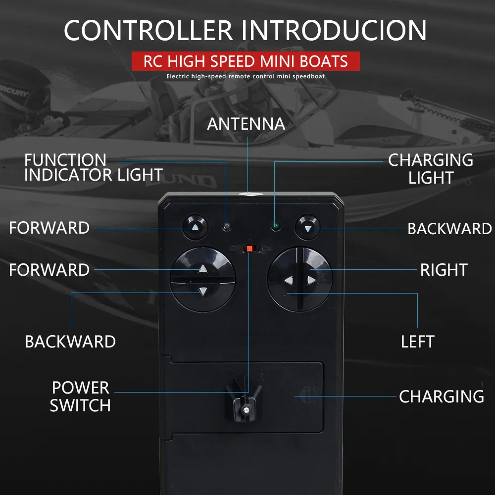 

Mini Remote Control Boat Racing Remote-control Boat RC 4ch 2.4G Racing Waterproof Remote Outdoor Toys 15x5x3.5cm Kids Gifts