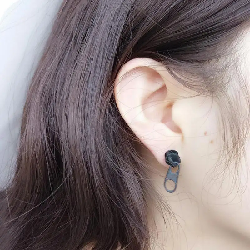 Модные стильные серьги гвоздики на молнии для мужчин и женщин винтажные в стиле