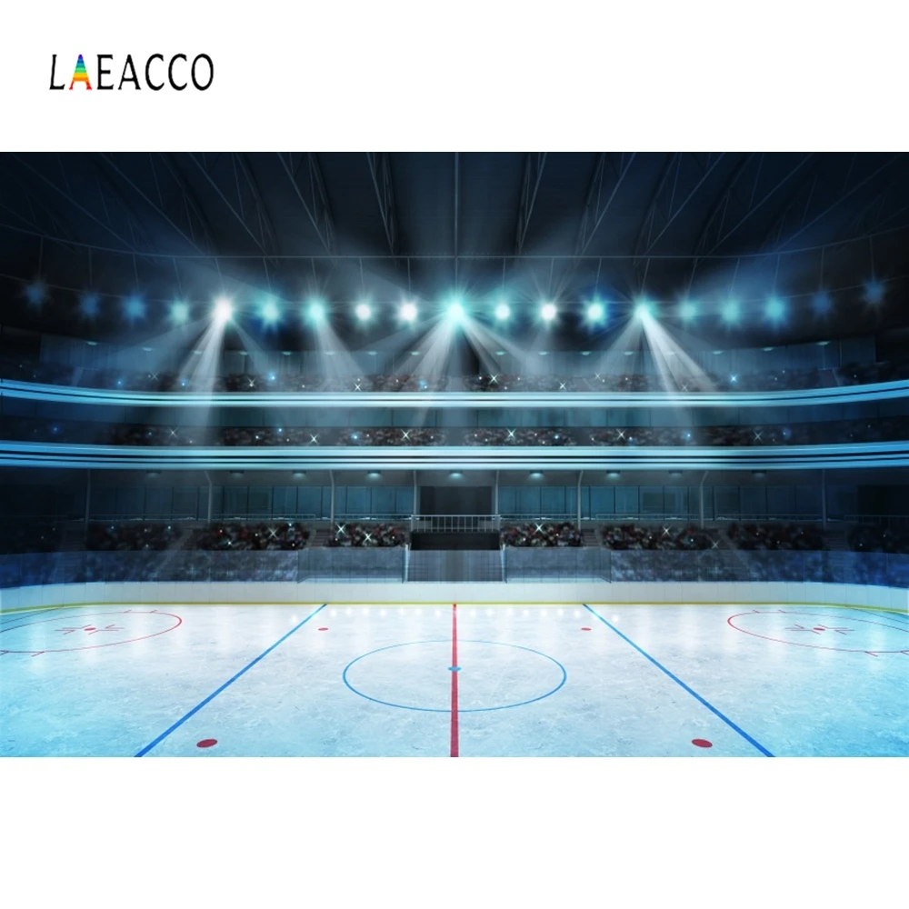 

Laeacco Stadium Ice Rink Playground Light Birthday Boy Photography Background Customized Photographic Backdrops For Photo Studio