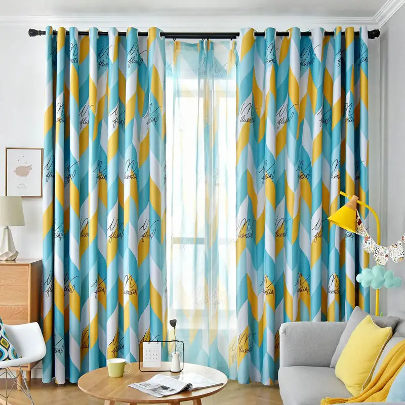 

Red Yellow Blue Geometric Curtains for Livingroom Dining Room Blackout Drapes Cortinas Para Sala De Estar Rideaux Tende