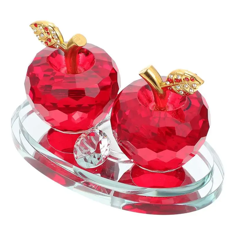 

Christmas Crystal Apple Adornment Car Interior Ornament Crystal Apple Decor Miniatures New Year Xmas Party Gift