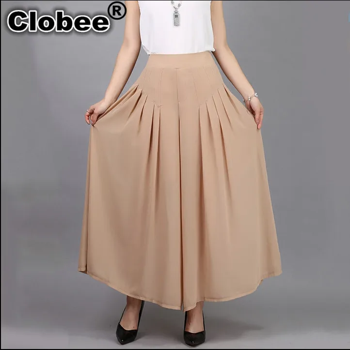 Large Women Wide Leg Pants 2020 Summer Style Elegant retro Tunic Solid Office Chiffon Big Size H143 | Женская одежда