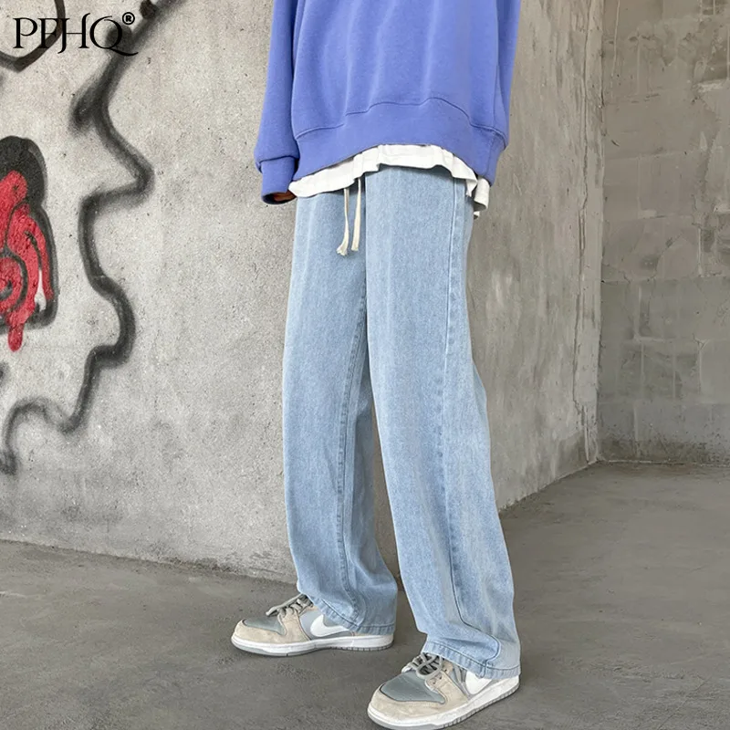 

PFHQ 2021 New Fashion Autumn And Winter Loose Wide-leg Straight Mopping Men's Drawstring Sports Youth High Street Jeans 21A815