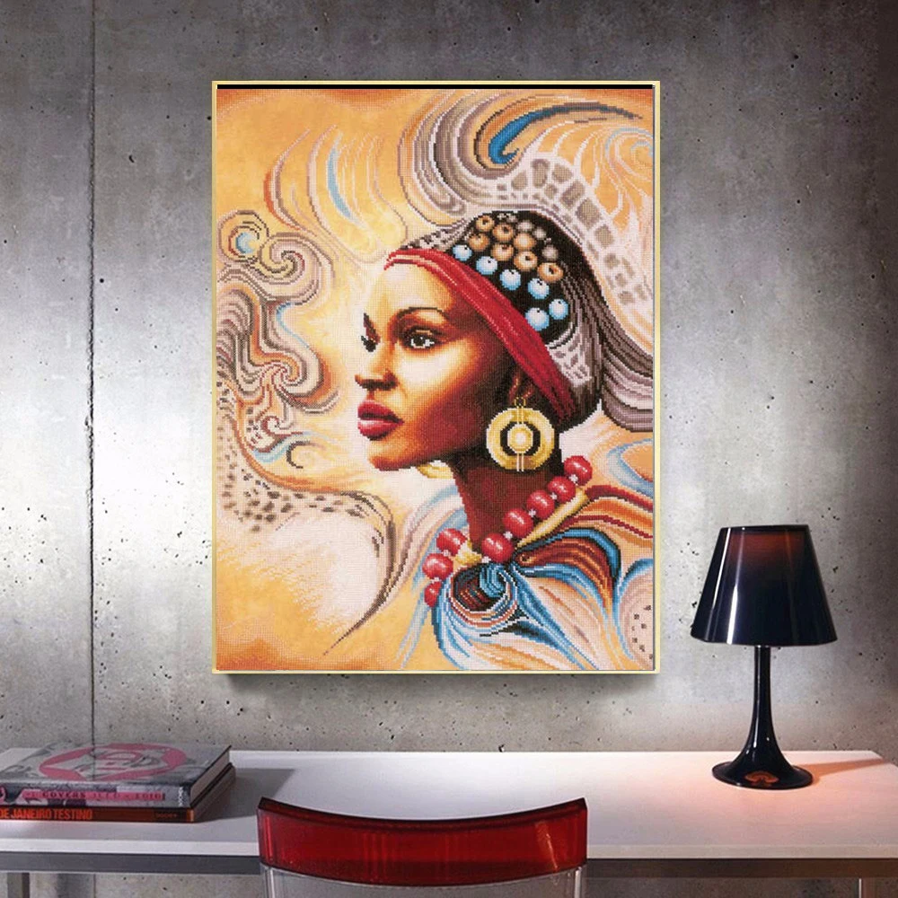 

5D DIY алмазная живопись Вышивка Южноафриканский девушка квадратный бриллиантовый горный хрусталь вышивки крестом портрет ремесло домашнег...