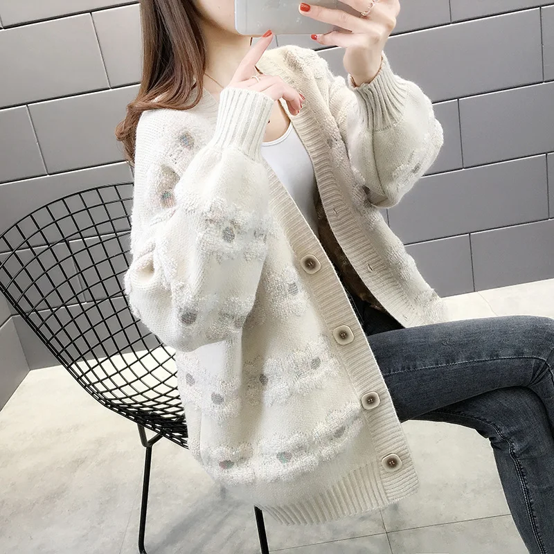 

Spring and autumn sweater coat ladies 2020 new women's tide loose outer wear thick autumn and winter sweater cardigan