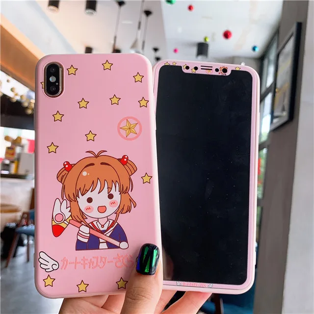 Cartoon Pattern For iPhone 6 6S 7 8 Plus X XS Max XR Screen Protector Tempered Glass Film+TPU Phone Cases | Мобильные телефоны и