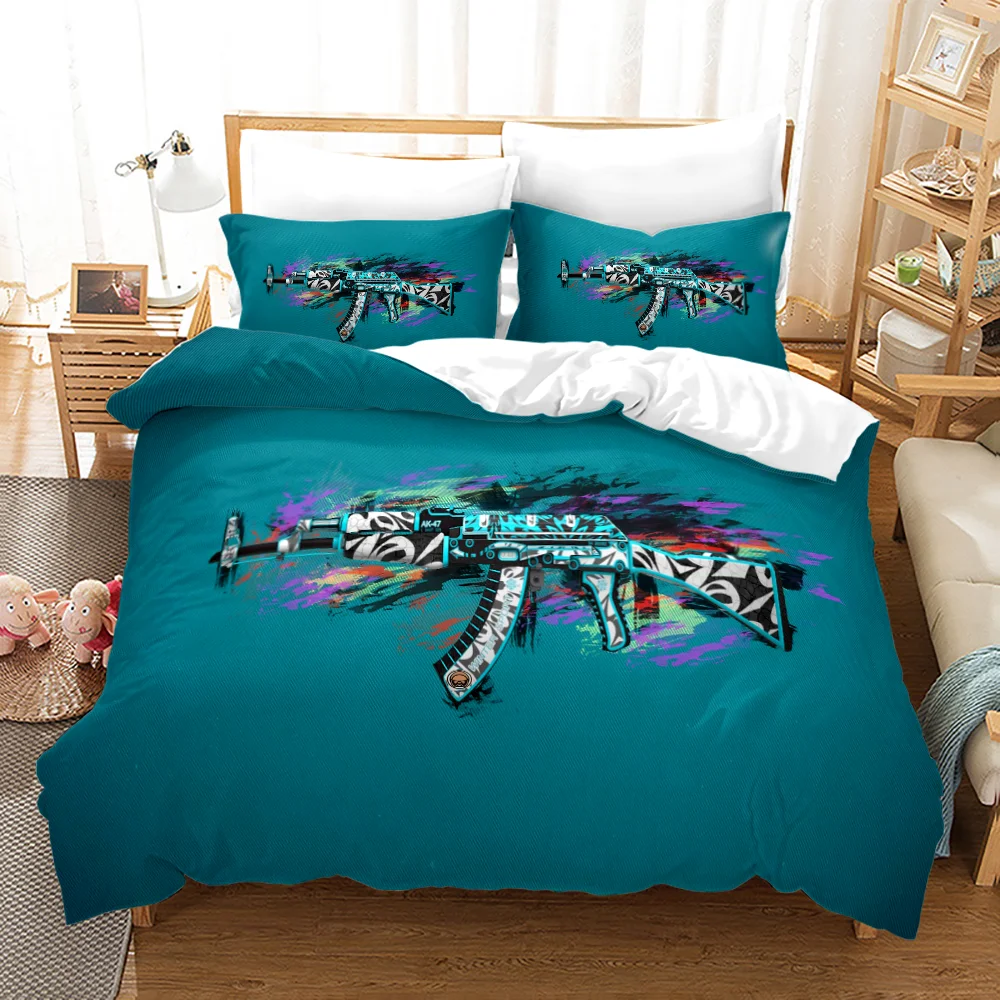 

Neon Knight Duvet Cover Sets Gaming Quilt Cover Pillowcases Colorful AK47 Bedding Set Queen King Full Size Bed Comforter Cover