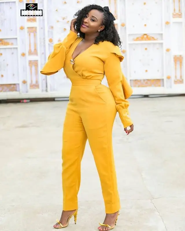 AHVIT Новый стильный модный желтый длинный рукав с оборками сексуальный женский