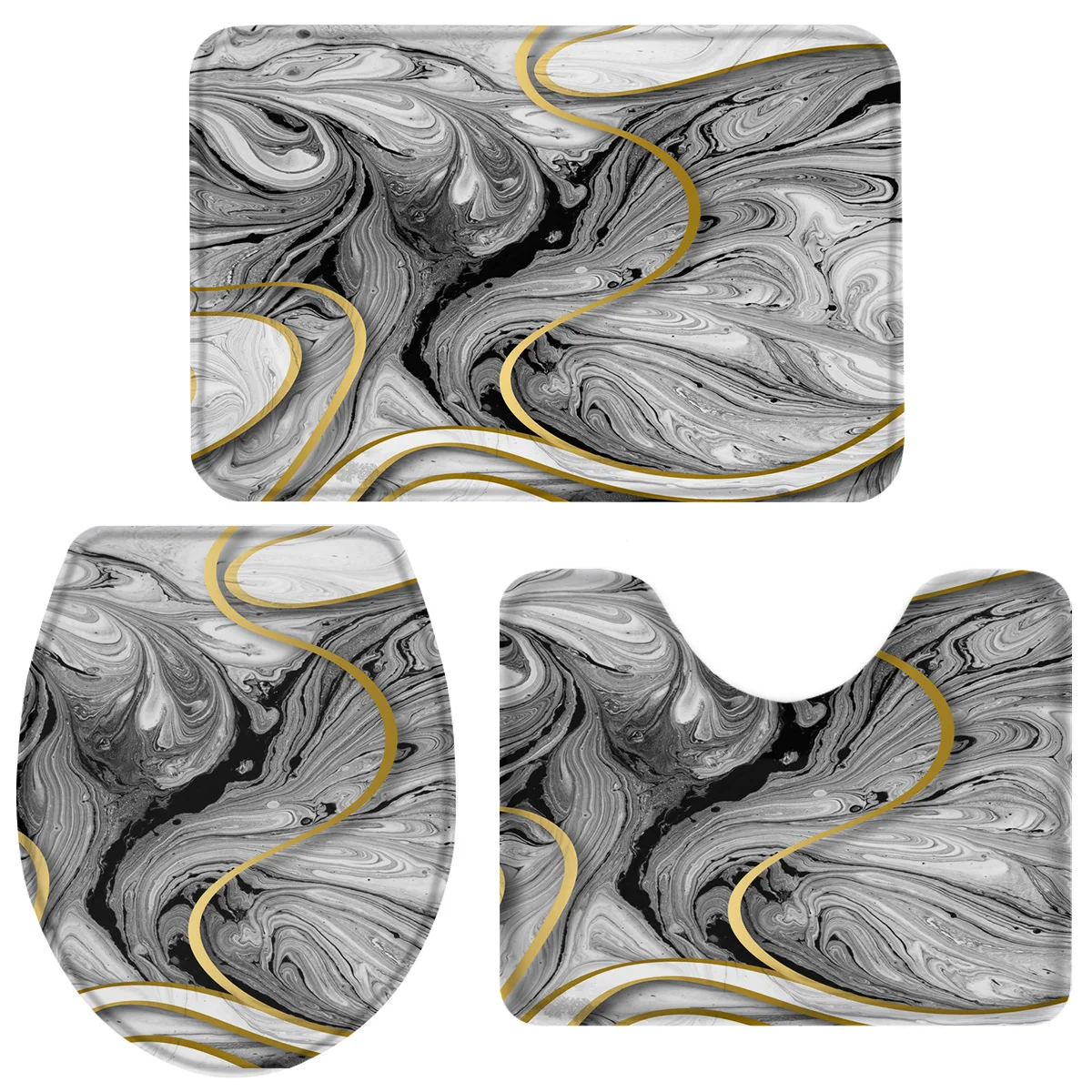 Серая Мраморная текстура абстрактный набор для ванной коврик унитаза с