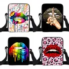 Сумка-мессенджер женская, с леопардовым принтом в виде бабочек и губ