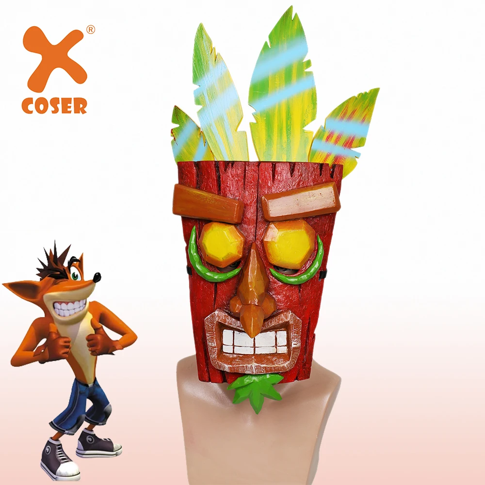 XCOSER маска АКУ игра крушение бандикут косплей реквизит Смола Половина маска для лица костюм на Хэллоуин Маска Карнавал Танцевальная вечеринка Аксессуары