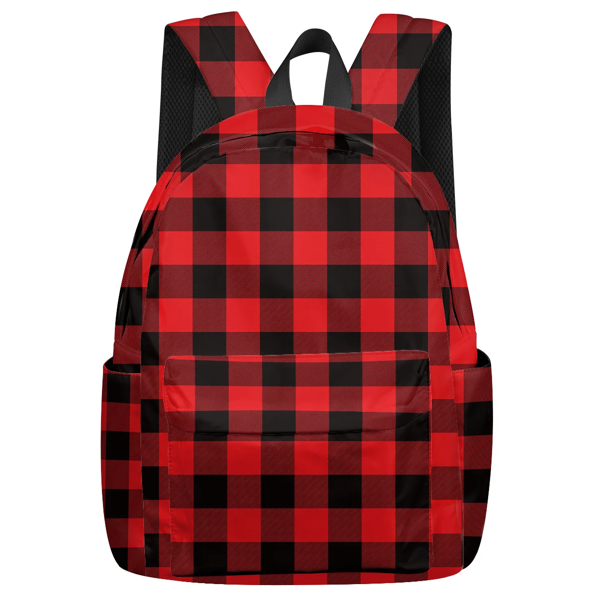 Рюкзак в красно черную клетку с геометрическим рисунком для путешествий мужчин и