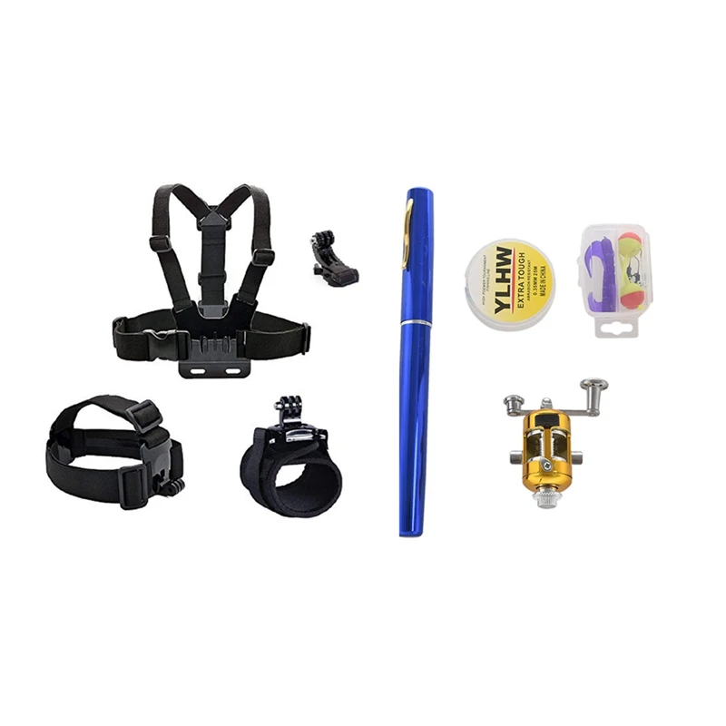 

Camera Accessories Head Strap Chest Strap Hand Band Mount Kit with Fishing Rod Reel Combo Set
