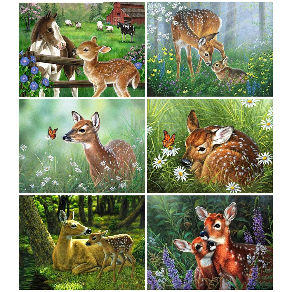 

Deer Flower Forest Landscape 5D Diy Diamond Painting Cross Stitch Kit Full Square Round Drill Embroidery Kids Room Decor
