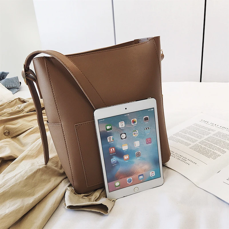 

Sell Well Zipper Bucket Shoulder Bags for Women Vintage Large Capacity Soft Ladies Messenger Bags Work Female Crossbody Bags