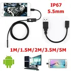 5,5 мм эндоскоп USB мини камера Гибкая IP67 водонепроницаемая микро USB Инспекционная камера бороскоп для Android 6 LED Регулируемая