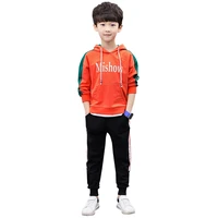 hooded pullover and sweatpants boys two piece clothes sets cotton long sleeve trousers teen casual outfits autumn tracksuits