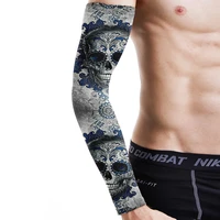 skull pattern sun protection sleeves men 3d printing cooling arm sleeves uv cycling running breathable sport compression sleeves