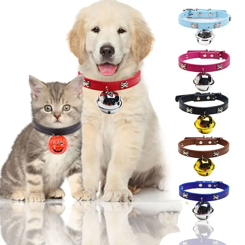 

1.1/1.5CM Pet Bone Bells Collar Adjustable Safety Buckle Cats Dogs Collars Teddy Bomei Chihuahua Dedicated Puppy Pets Supplies