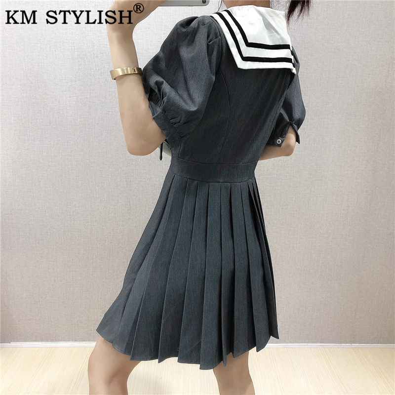 Женское платье с коротким рукавом-фонариком и бантом Новое поступление 2020