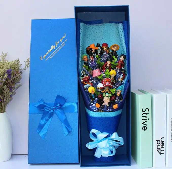 with box Горячая одна деталь действие игрушка Луффи Чоппер игрушки Санджи и Нами Зоро полный букет с коробкой выпускной подарок на день рождения ребенка - Цвет: with box