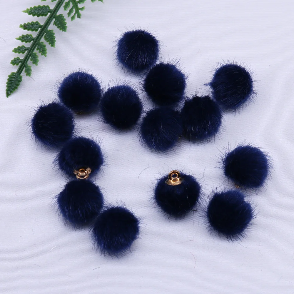 Navy Blue Новые продукты 20-30 шт кнопки шерстяной шар кулон шарф, обувь и шляпы подвеска на рюкзак DIY аксессуары вручную NK-044 - Цвет: Navy Blue