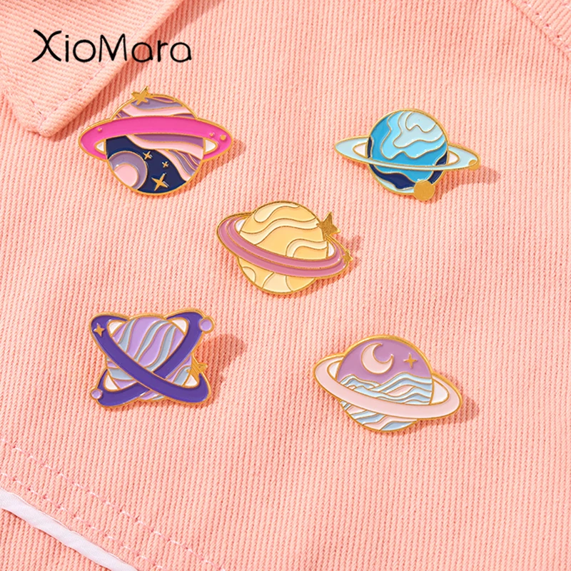 

Space Star Planet Enamel Pins Explore Space Universe Planet Brooches On Clothes Badge Jewelry Accessories Gift For Kids
