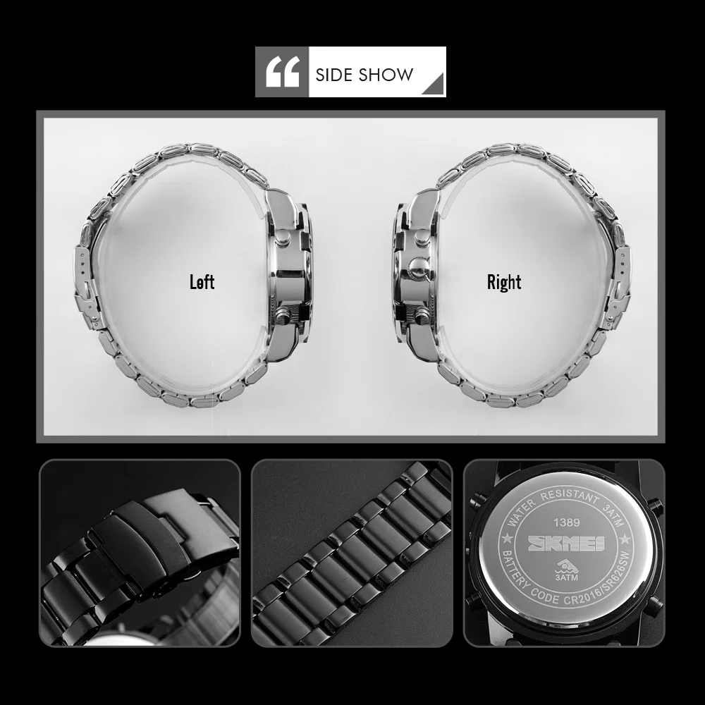 

SKMEI Men Digital Watch Fashion Sports Watch Countdown Stainless Steel Strap Men Wristwatch Quartz Clock Relogio Masculino 1389