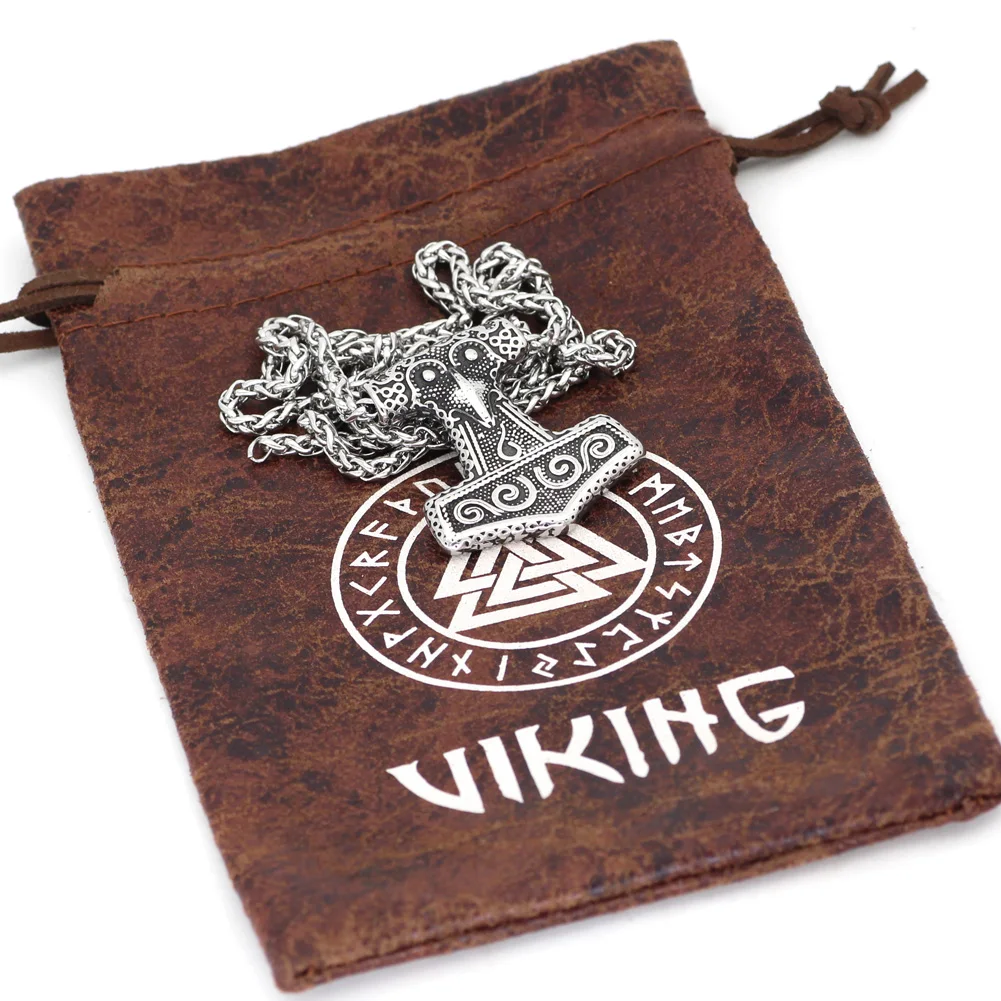 Скандинавский Викинг Mjolnir нержавеющая сталь Молот Тора ворона амулет с узелком