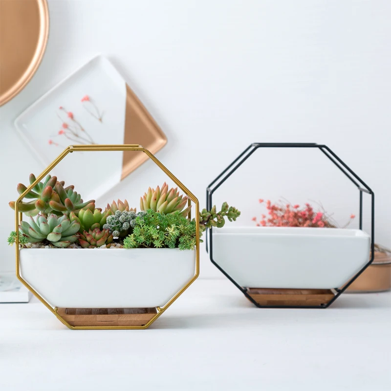 Настенный Настольный плантатор черный золотой подвесной Плантатор суккулентные