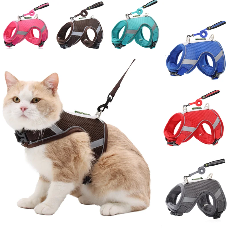 Светоотражающая шлейка и поводок для кошек одежда маленьких собак Йорков