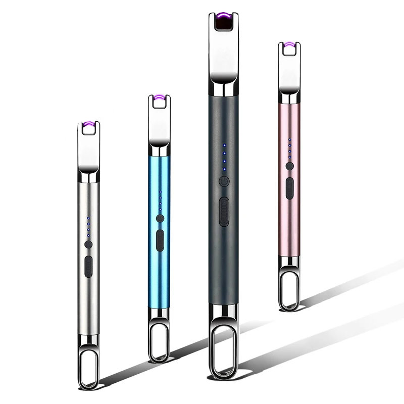 Mini USB Electronic lighter Rechargeable Power Display Pulse Arc Lighter With Hook Windproof Outdoor BBQ Igniter Kitchen Tools | Дом и сад