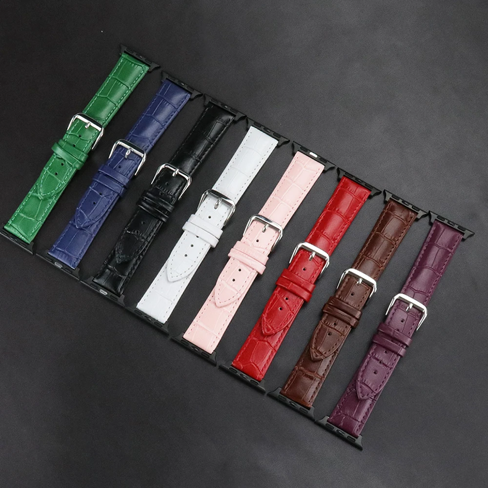

Watch Strap 38mm 40mm 42mm 44mm Stainless Steel Buckle Strap Leather Band High Quality Wrist Belt for iwatch series 5/4/3/2/1