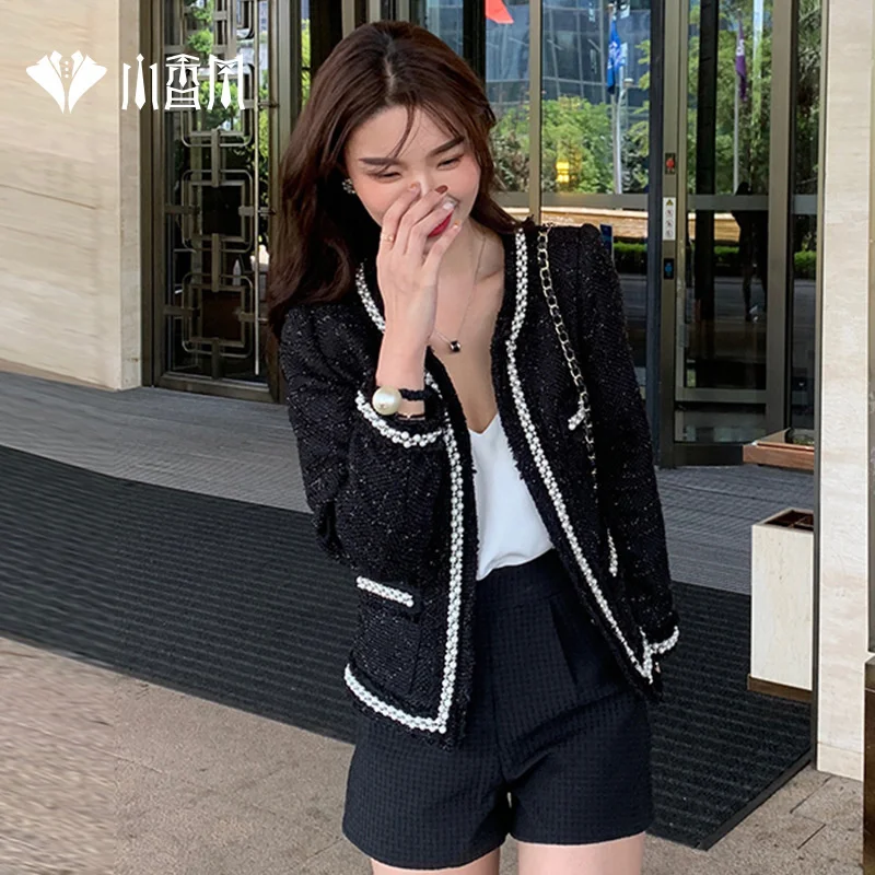 

Small fragrance coat women's 2021 new autumn bla top French celebrity small man versatile fashion winter dr