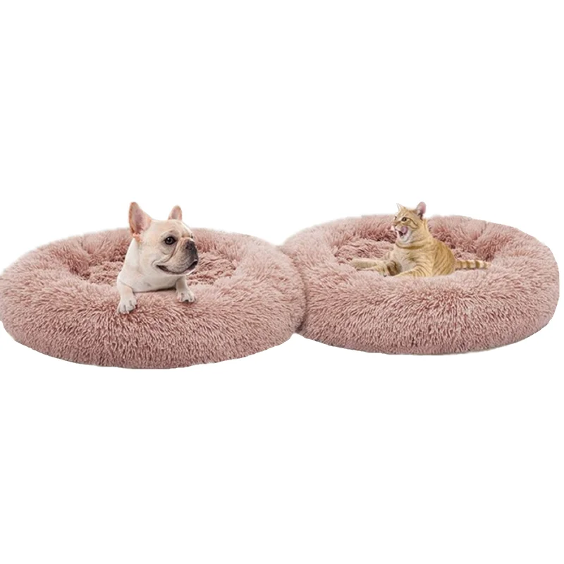 

Calming Comfy Dog Cat Bed Round Pet Lounger Cushion For Large Dogs Cats Winter Dog Kennel Christmas Puppy Mat Pet Accessories