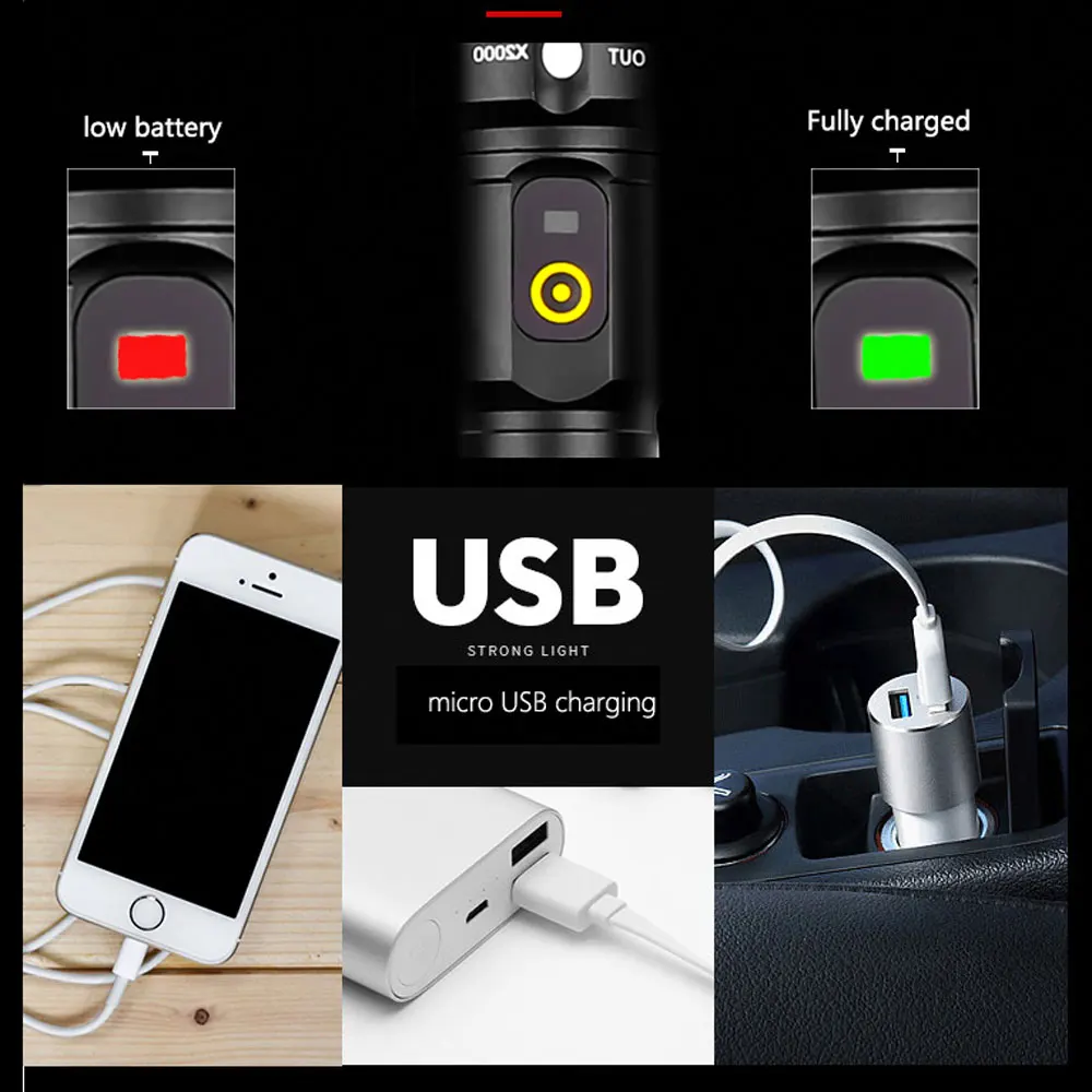 6000 люмен power Bank светодиодный фонарик XHP 50 мощный тактический фонарик USB фонарь 18650 охотничий Электрический фонарь