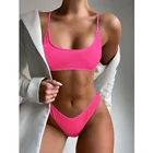 Бикини в рубчик, новинка 2022, пикантная купальная одежда с бандо, женский купальный костюм, женский комплект бикини с высоким вырезом, купальные костюмы, летняя пляжная одежда для женщин