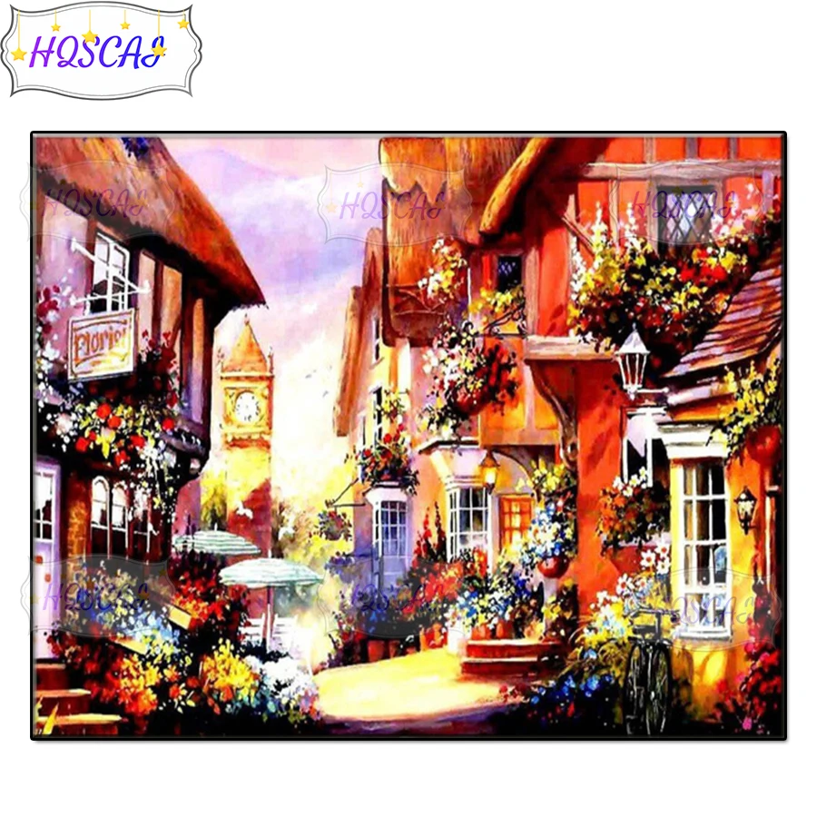 

Diamond Painting Sunset town scenery Full Square 5D DIY Diamond Embroidery Rhinestones Mosaic Cross Stitch Home Decor gift