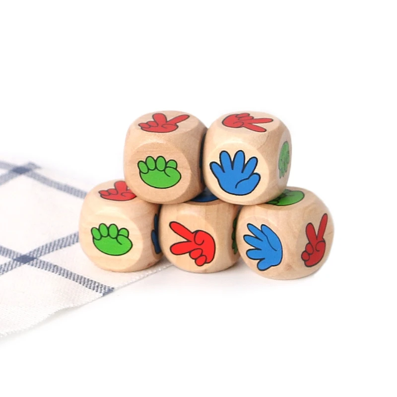 

5pcs Drinking Game Rock Paper Scissors Finger-Guessing 20mm Wood Dice Bar Toys W0YB