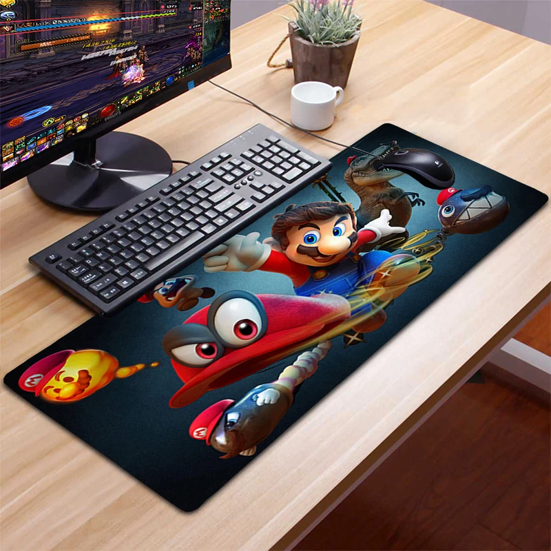 Большой коврик для мыши в стиле Super Mario размер XXL 90x30 см игровой компьютерные милые