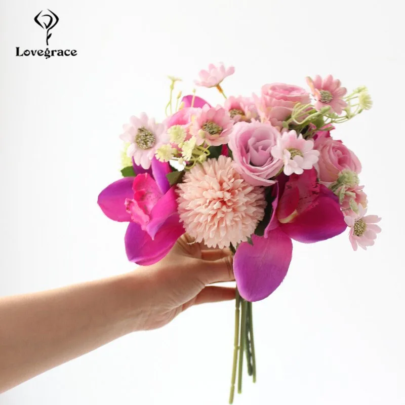 

Lovegrace Wedding Bouquet for Bridesmaids Artificial Orchid Home Decoration Marriage Flowers Silk Roses Wedding Bridal Bouquets